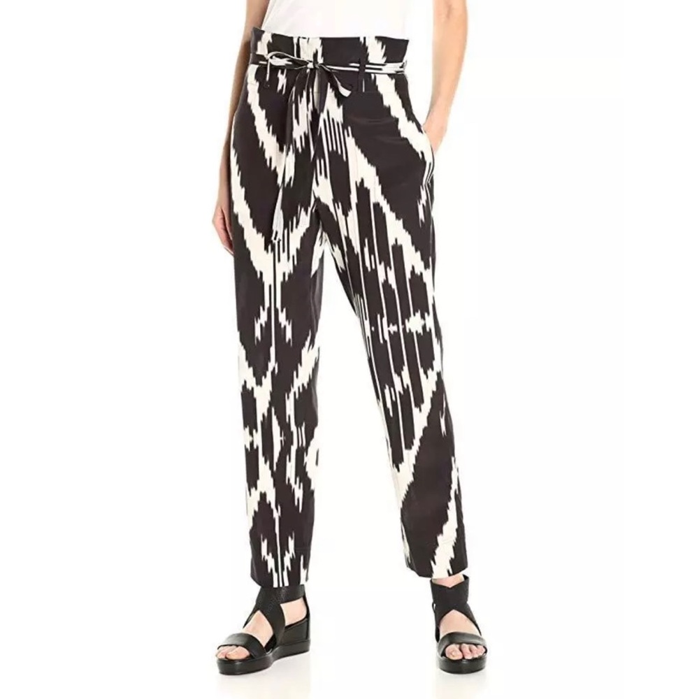 Theory Gunilla Interlace Ikat Print Silk High Rise Pants